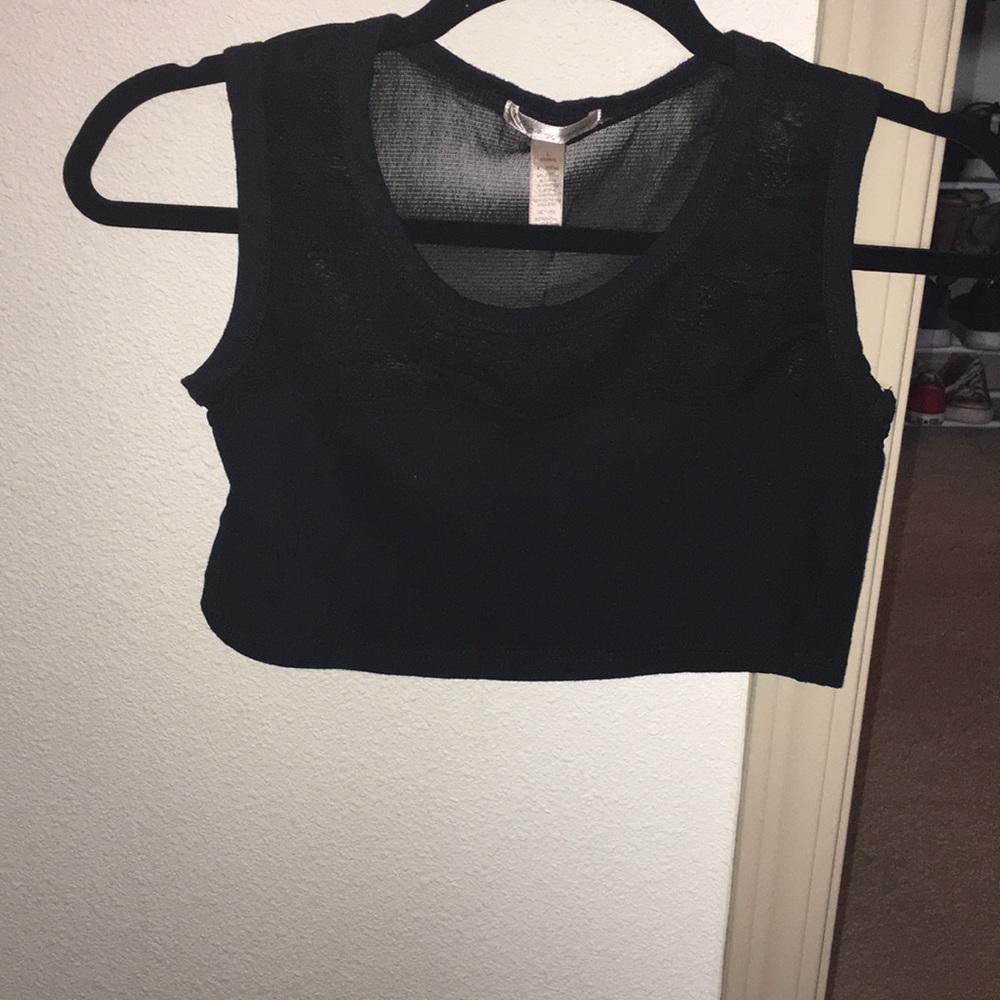 Black Mesh Crop Top